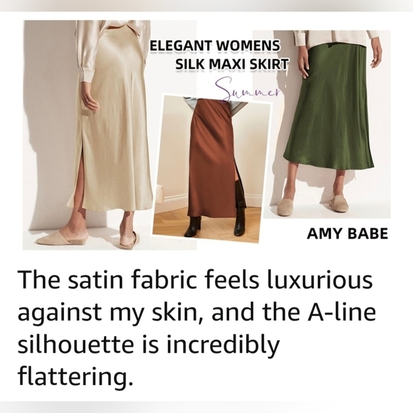 Satin High Waisted Side Split Maxi Skirt #984 - Picture 13 of 13